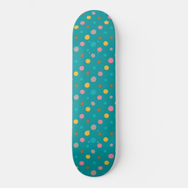 Multicolor Watercolor Dots 6 Skateboard (Front)