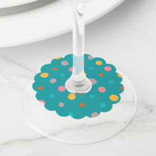 Multicolor Watercolor Dots 6 Wine Glass Tag