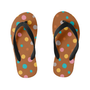 Multicolor Watercolor Dots 7 Kid's Flip Flops