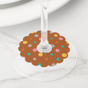 Multicolor Watercolor Dots 7 Wine Glass Tag