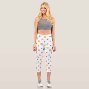 Multicolor Watercolor Dots Capri Leggings