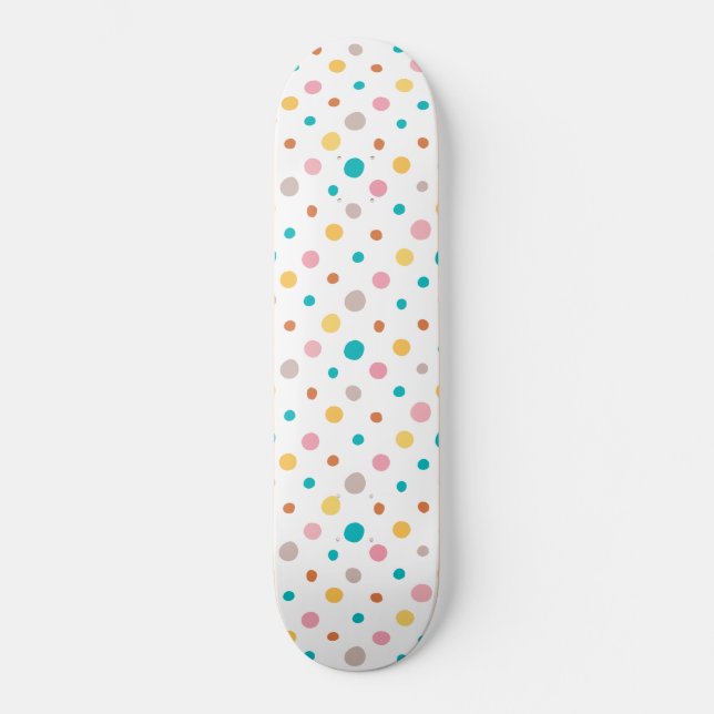 Multicolor Watercolor Dots Skateboard (Front)