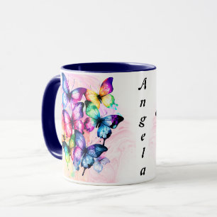 Multicolor Watercolor Fluttering Butterflies Mug