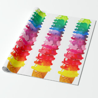 Multicolor Watercolor Ice Cream Cone Colourful Wrapping Paper