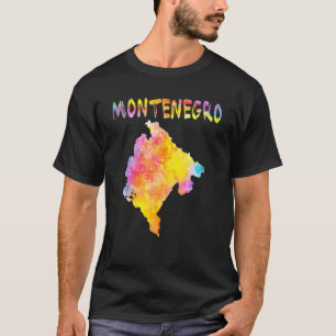 Multicolor Watercolor Montenegro Map Digital Artwo T-Shirt