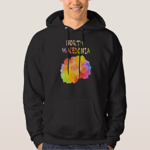 Multicolor Watercolor North Macedonia Map Digital Hoodie