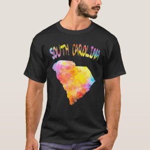 Multicolor Watercolor South Carolina State Map Ar T-Shirt