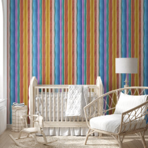 Multicolor Watercolor Stripes Pattern Wallpaper