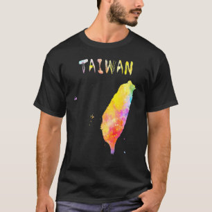 Multicolor Watercolor Taiwan Map  digital Artwork T-Shirt