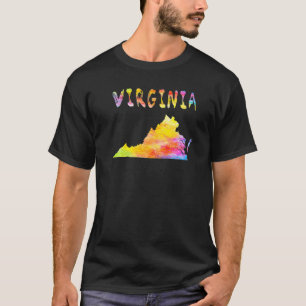 Multicolor Watercolor Virginia State Map Digital A T-Shirt