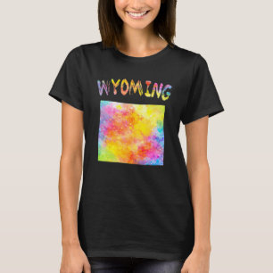 Multicolor Watercolor Wyoming State Map Digital A T-Shirt