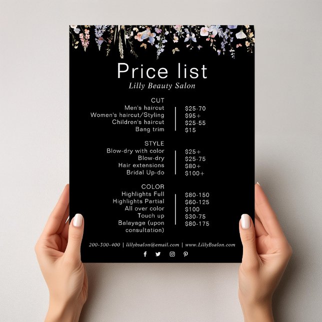Multicolor Wildflower Beauty Salon Price List (Creator Uploaded)