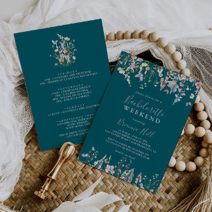 Multicolor Wildflower Green Bachelorette Weekend Invitation