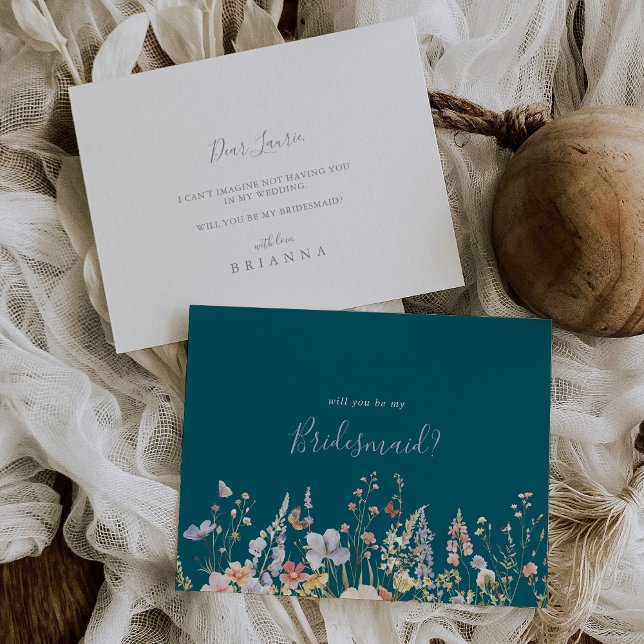 Multicolor Wildflower Green Bridesmaid Proposal Card (Creator Uploaded)