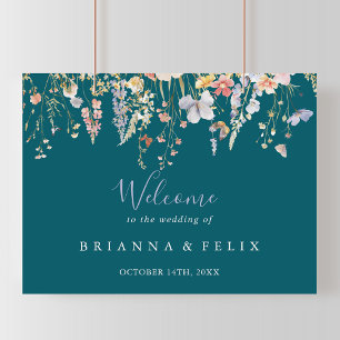 Multicolor Wildflower Green Wedding Welcome  Poster