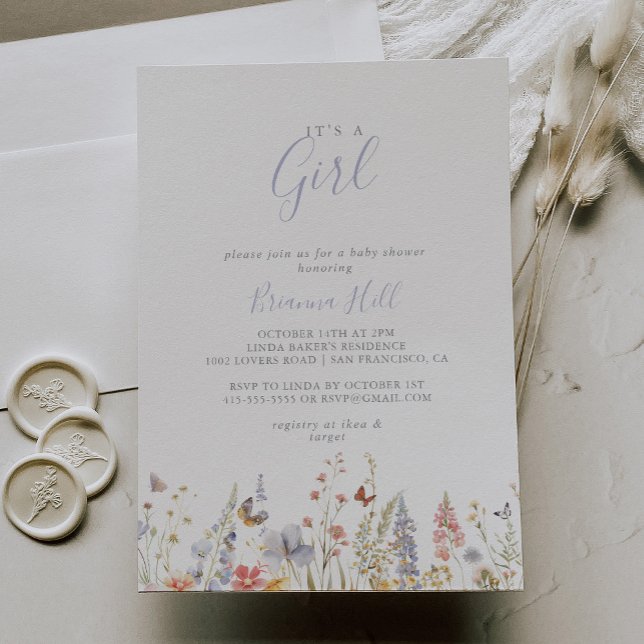 Multicolor Wildflower It's A Girl Baby Shower Invitation (Creator Uploaded)