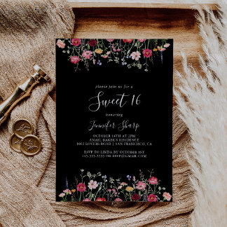 Multicolor Wildflower Sweet 16 Birthday Party Invitation