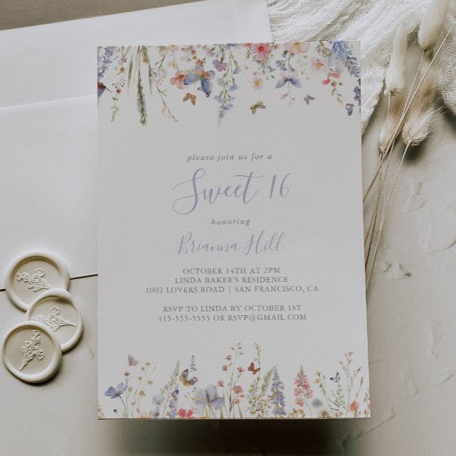 Multicolor Wildflower Sweet 16 Birthday Party Invitation (Creator Uploaded)