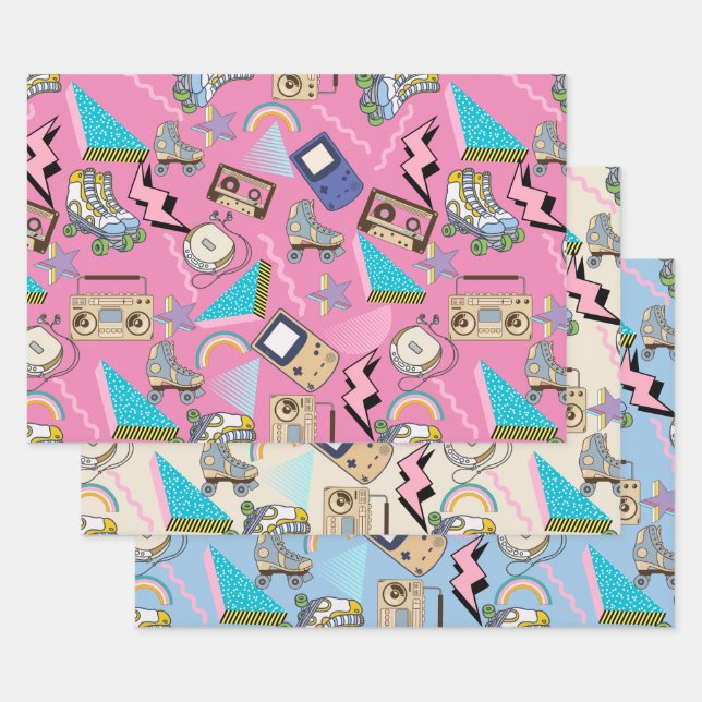 Multicolor  Wrapping Paper Flat Sheet Set of 3 (Set)