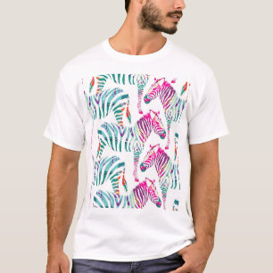 Multicolor Zebra: Fashion Jungle Print. T-Shirt