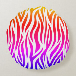 Multicolor Zebra Print Round Throw Pillow