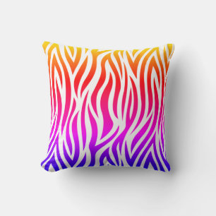 Multicolor Zebra Print Throw Pillow