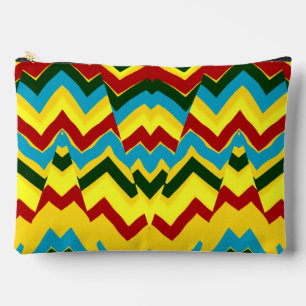 Multicolor zigzag pattern makeup accessory pouch
