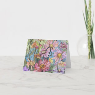 Multicolor Zinnia Note Card