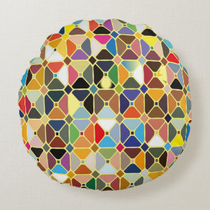 Multicolore geometric patterns with octagon shapes round cushion