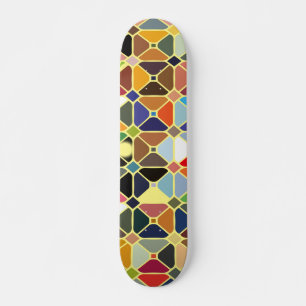 Multicolore geometric patterns with octagon shapes skateboard