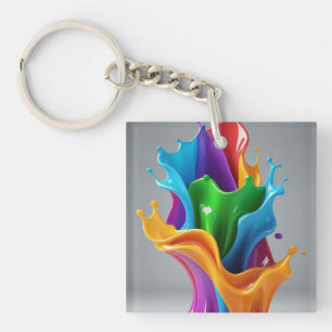 Multicolored Abstract Artwork Keychain