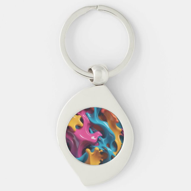 Multicolored Abstract  Key Ring (Front)