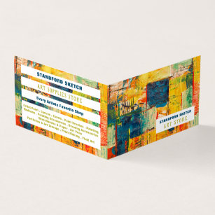 Multicolored Abstract Paint, Art Supplies Store Business Card