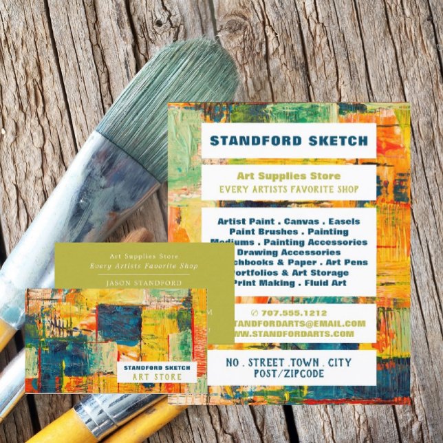 Multicolored Abstract Paint, Art Supplies Store Business Card (Creator Uploaded)