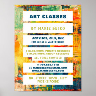 Multicolored Abstract Paint Art Teacher, Art Class Poster
