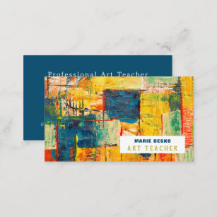 Multicolored Abstract Paint, Art Teacher Business Card