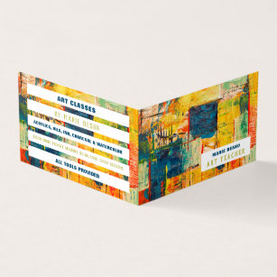 Multicolored Abstract Paint, Art Teacher, Detailed Business Card