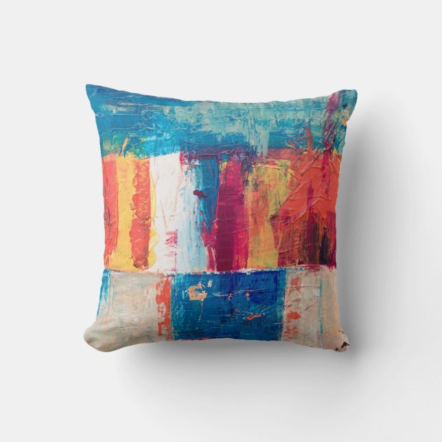 Multicolored abstract painting cushion (Front)