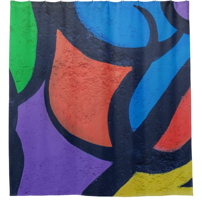 Multicolored abstract painting shower curtain (Front)