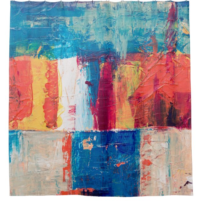 Multicolored abstract painting shower curtain (Front)