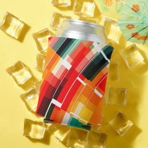 Multicolored Abstract Pattern Can Cooler