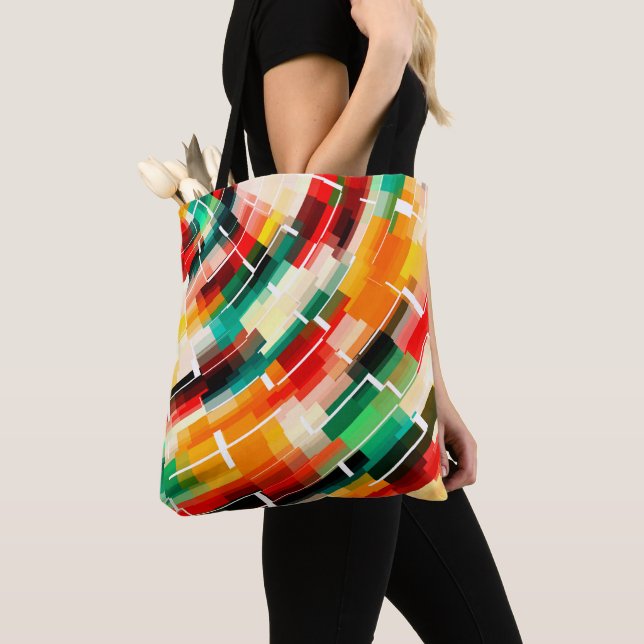 Multicolored Abstract Pattern Tote Bag (Close Up)