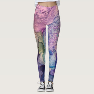 Multicolored Alcohol Ink Liquid Abstract Art Leggings
