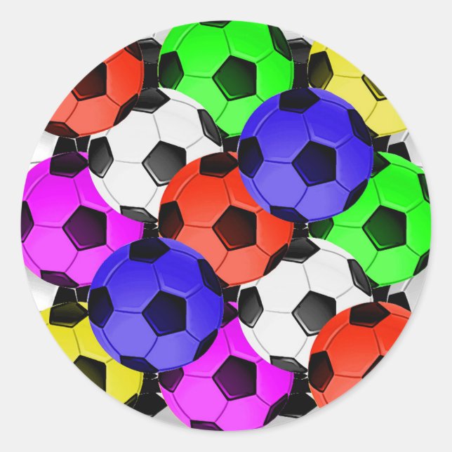 Multicolored American Soccer or Football Classic Round Sticker (Front)