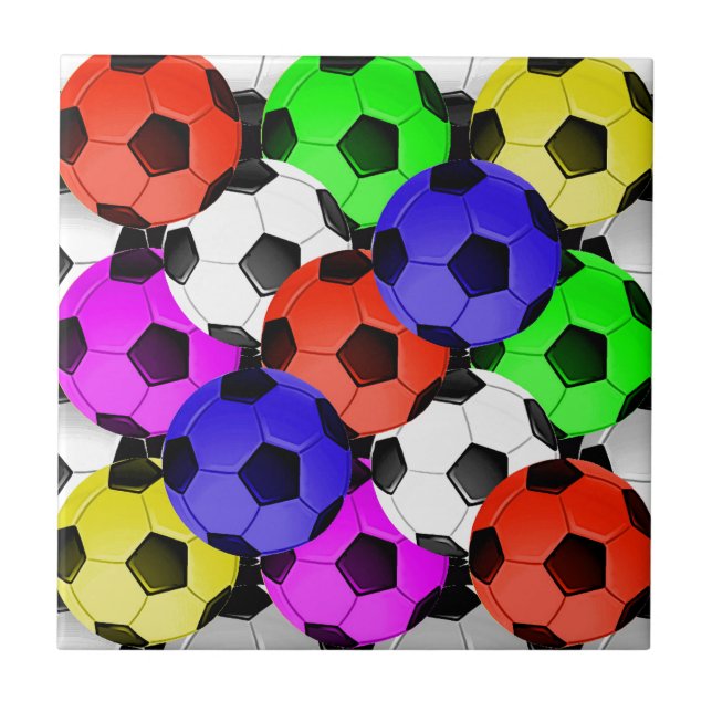 Multicolored American Soccer or Football Tile (Front)
