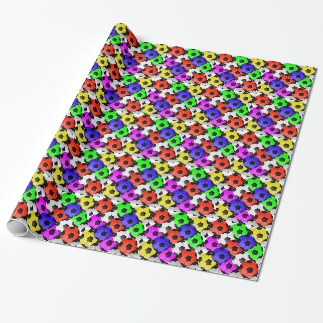 Multicolored American Soccer or Football Wrapping Paper (Unrolled)