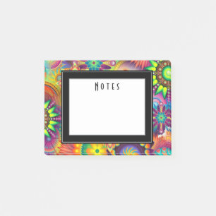 Multicolored Art Deco Flower Shapes Pattern Post-it Notes