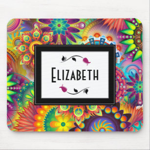 Multicolored Art Deco Pattern Personalized Mouse Mat
