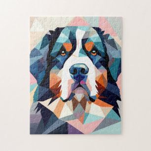 Multicolored  art motifs bernese mountain dog jigsaw puzzle