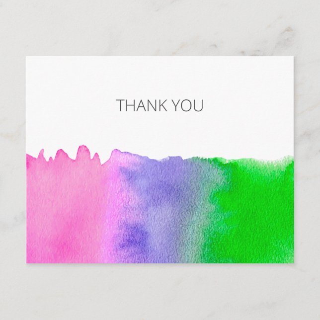Multicolored Artistic Watercolor Thank You Enclosure Card (Front)